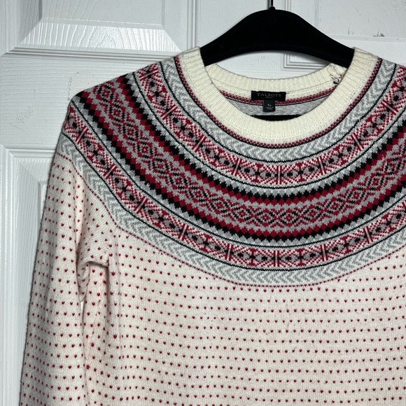 Talbots  Cream Women’s Knit Sweater Fair lsle Raglan Sleeve Sz Sp - Picture 4 of 9